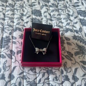Juicy Couture Silver Crystal Bow Necklace